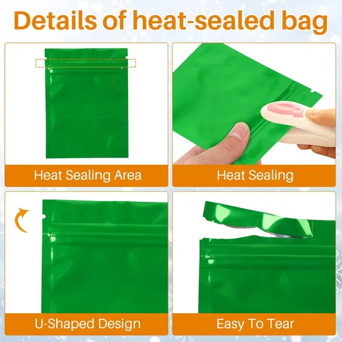 Miniatura 4 de 100 piezas Premium a prueba de olores, doble cara de Mylar de color plano sellable por calor, bolsa de embalaje de muestras 3 x 4 pulgadas