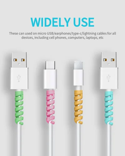 Miniatura 6 de Protector de cable para almohadilla de teléfono, portátil, protector de cable de silicona, 12 protectores de carga, protector de cable
