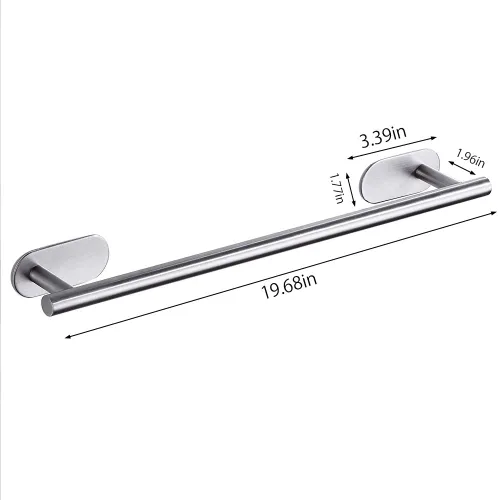 Miniatura 6 de Toallero autoadhesivo de 20 pulgadas para montar en la pared, acero inoxidable, pulido, para baño, cocina, sin taladro, mate, moderno, decoración