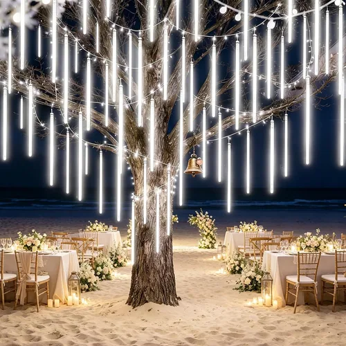 Miniatura 21 de EAGWELL Luces de Lluvia de Meteoros de Navidad, 20 en 20 Tubos Luces de Lluvia en Cascada con Cambio Automático con 12 Modos, Decoración Navideña