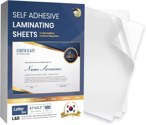Miniatura 14 de Hojas laminadoras autoadhesivas de 12.3 x 17.1 pulgadas, paquete de 10, 4 mil de grosor, sin calor, sin máquina, hojas laminadoras autoselladas por