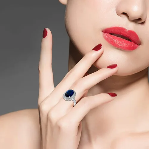 Miniatura 2 de Uloveido Anillos de cristal ajustables chapados en platino, anillo de circonita cúbica ovalada grande, anillos de vástago dividido solitario