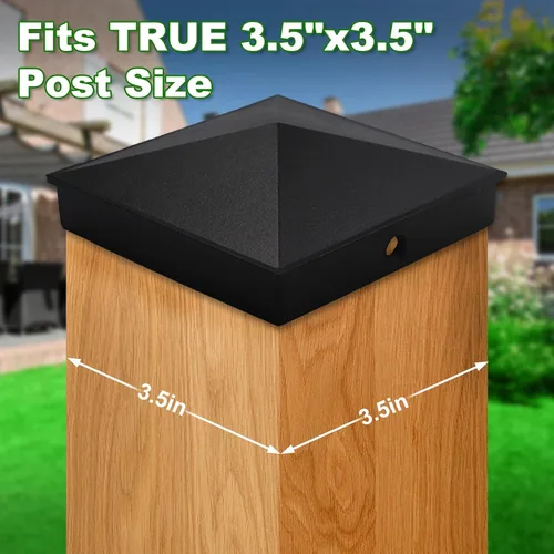 Miniatura 2 de Azdele Tapas de aluminio piramidal de 4 x 4 para postes nominales de madera de 4 x 4 pulgadas (verdadero 3.5 x 3.5 pulgadas), con superficie