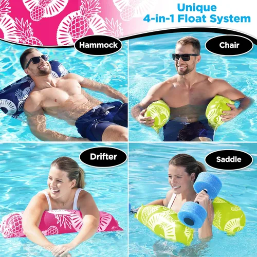 Miniatura 3 de Waterlife - Paquetes de 2-3-4 hamacas de piscina 4 en 1, flotador de silla de piscina inflable, hamaca de agua