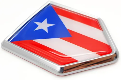 Overdecor Calcomanías de bandera de Puerto Rico para emblema de automóvil, accesorios de automóvil puertorriqueño, decoraciones de bandera de escudo