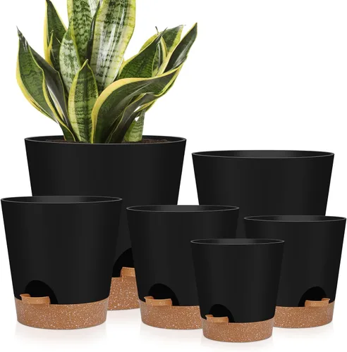 Miniatura 13 de YNNICO 7 piezas Macetas con Orificios de Drenaje y Platillos, Maceteros de Interior, Juego de 7 (7.5, 7, 6.5, 6, 5.5, 4.5, 3.5 Pulgadas), Blanco