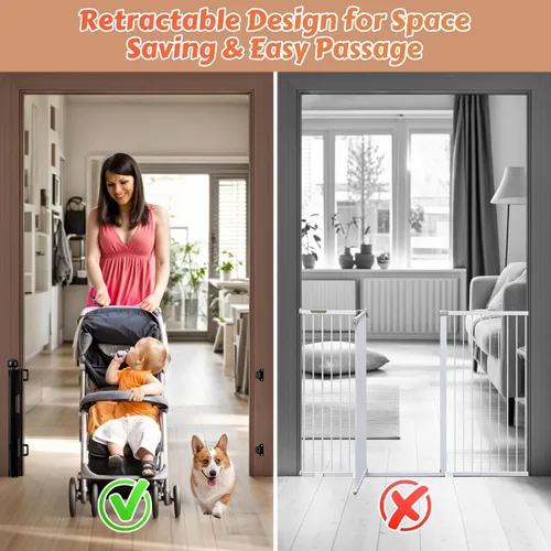 Miniatura 4 de Puertas retráctiles para bebés de 24 pulgadas de alto para pasar por encima, puertas cortas para perros, puerta para mascotas para cachorros