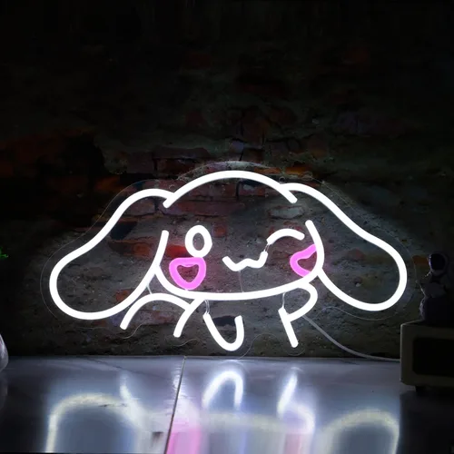 Miniatura 3 de Cinnamoroll - Letrero de neón con alimentación USB para decoración de habitaciones, personaje de dibujos animados japoneses, perro de caricatura
