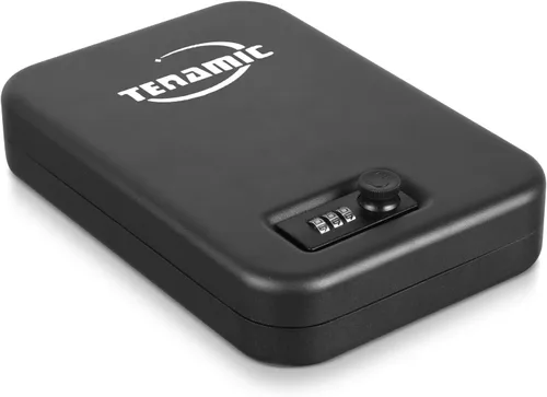 Miniatura 9 de Tenamic Caja de seguridad para pistolas, caja de seguridad portátil para viajes, caja de seguridad de acero sólido para armas en el hogar, cajas