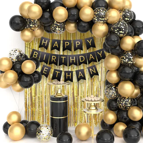 Miniatura 3 de Cartel de cumpleaños personalizado con nombre, haz tu propio banderín de feliz cumpleaños para fiesta de cumpleaños, letrero negro con 26 pancartas