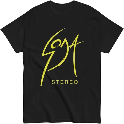Miniatura 10 de Soda Stereo. Banda de Rock Argentina. Rock Nacional Argentino. Camiseta de 100% algodón peinado. Corte Unisex. CAM2723. Amarilla