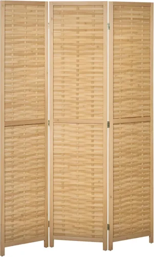 Miniatura 10 de HOMCOM Divisor de habitación de 4 paneles, pantallas de privacidad plegables portátiles de bambú de 5.5 pies de alto, divisores de pared