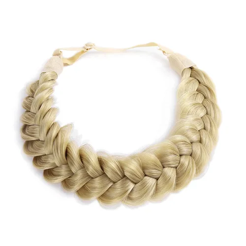 Miniatura 5 de Diadema trenzada, 2 combinaciones de 3 hebras, desordenada, ancha, esponjosa, elástica, diadema trenzada, accesorio de belleza para mujeres y niñas