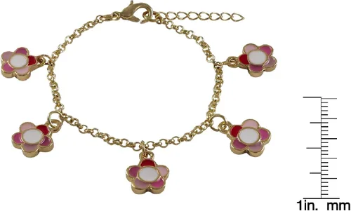 Miniatura 2 de Ivy and Max Pulsera con dije de flor esmaltada multicolor con acabado dorado