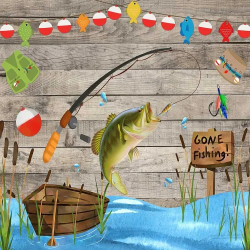 Miniatura 9 de Avezano Telón de fondo de madera rústica de 5 x 3 pies para fiesta de cumpleaños, aliado de pescado, niños, baby shower, fotografía, fondo