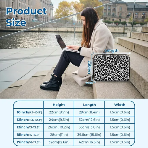Miniatura 4 de Funda para laptop con asa de 17 pulgadas, impermeable, diseño de leopardo, compatible con MacBook Air, Pro, HP, Dell, Lenovo, ASUS