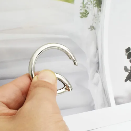 Miniatura 7 de 10 mosquetones redondos pequeños de 1 pulgada (0.984 in), ganchos de metal con resorte de resorte, accesorios de bricolaje para llaveros, bolsas