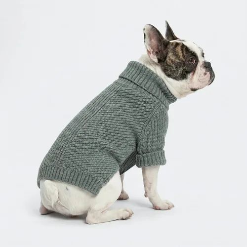 Miniatura 4 de Fitwarm - Suéter de cuello alto para perro, abrigo térmico de punto para mascotas, ropa de invierno para perros pequeños, ropa de gato, gris Gris