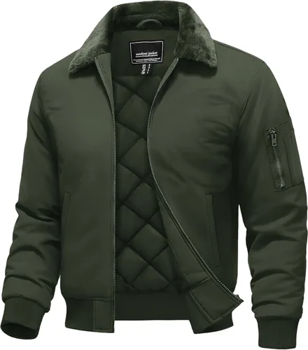 Miniatura 9 de TACVASEN Chaqueta bomber para hombre, chaqueta acolchada de invierno, repelente al agua, resistente al viento, chaqueta acolchada gruesa y cálida