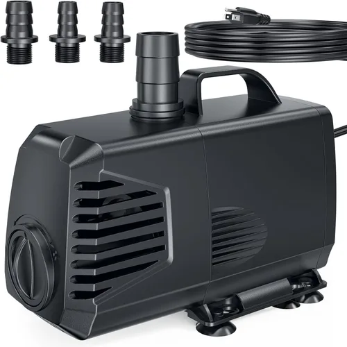 POPOSOAP Bomba sumergible de 880 GPH (3200 L/H, 85 W), bomba de fuente ultra silenciosa con protección contra sobrecalentamiento y esponja de filtro