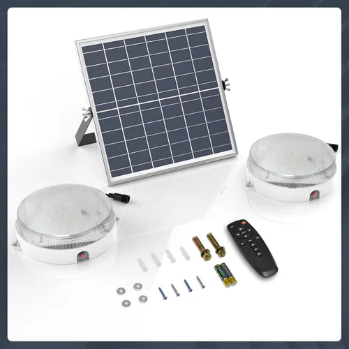 Miniatura 8 de Luces solares de techo para interiores y exteriores, paquete de 2 unidades, regulables, 3000 K, 4000 K, 6000 K, luces solares con interruptor