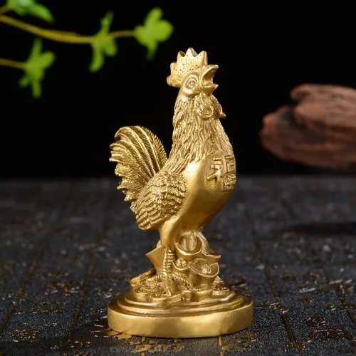Miniatura 5 de BRASSTAR Estatua de Feng Shui de latón auspicioso gallo/pollo/gallo oficina en casa talismán decorativo figura de oro regalo para colección PTZY048