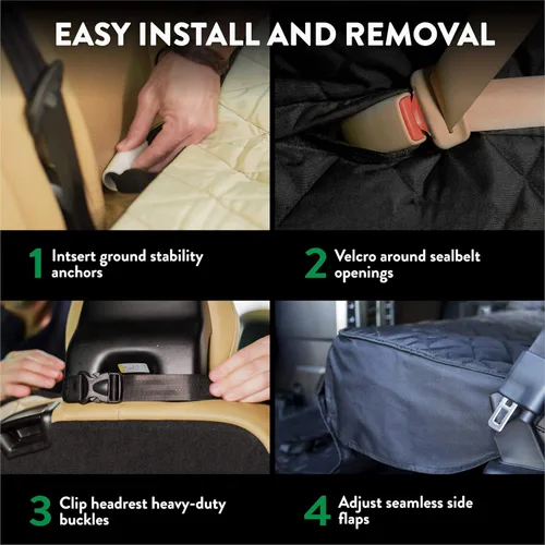Miniatura 5 de Plush Paws Products Funda de asiento trasero convertible de terciopelo Costuras duraderas de diamante Funda de asiento trasero lavable e Gris