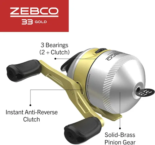 Miniatura 4 de Zebco Combo de 33 carretes Spincast y caña de pescar de 2 piezas, caña de fibra de vidrio con cómodo mango de corcho de agarre dividido, carrete