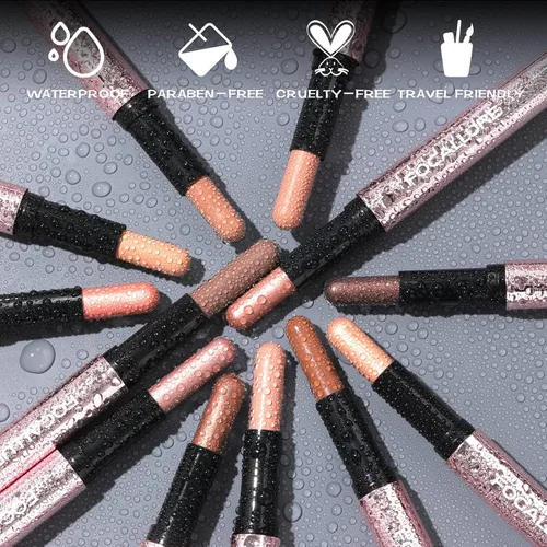 Miniatura 8 de FOCALLURE Sombra de ojos en barra sin arrugas, sombra de ojos cremosa, lápiz de sombra de ojos mate y brillante, a prueba de manchas, difuminador