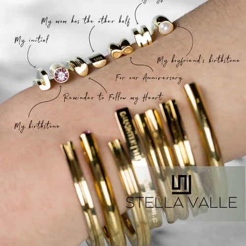 Miniatura 4 de Stella Valle Mother Daughter Cuff Bracelet 18K Gold & Rhodium Plated Inspirational Bracelets for Women Adjustable Mantra Band Bracelet Gift for