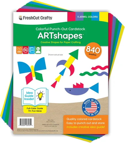 Miniatura 10 de ARTshapes - Paquete de 840 formas de papel creativas con guía de más de 70 ideas, cartulina hecha en Estados Unidos, suministros de manualidades DIY