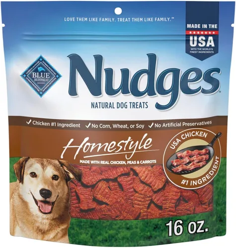 Miniatura 24 de Blue Buffalo Nudges Homestyle - Golosinas naturales para perros, fabricadas en los Estados Unidos con pollo, guisantes y zanahorias reales, bolsa