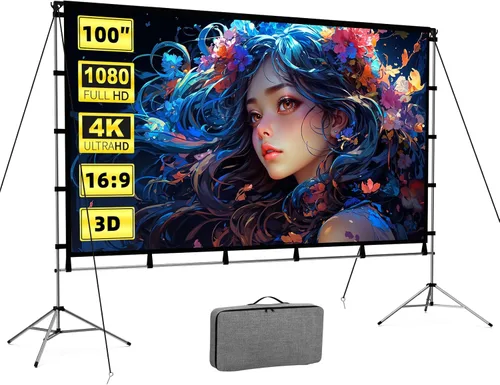 Miniatura 11 de Pantalla de proyector para exteriores, pantalla de proyector Vamvo con soporte, pantalla de proyector plegable portátil de 80 pulgadas, pantalla