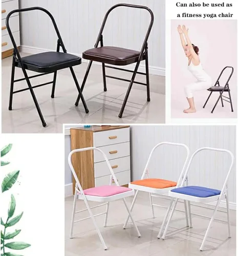 Miniatura 6 de Folding Chairs Muebles plegable respaldo silla cómodo simple acolchado marco de metal ahorro de espacio de almacenamiento