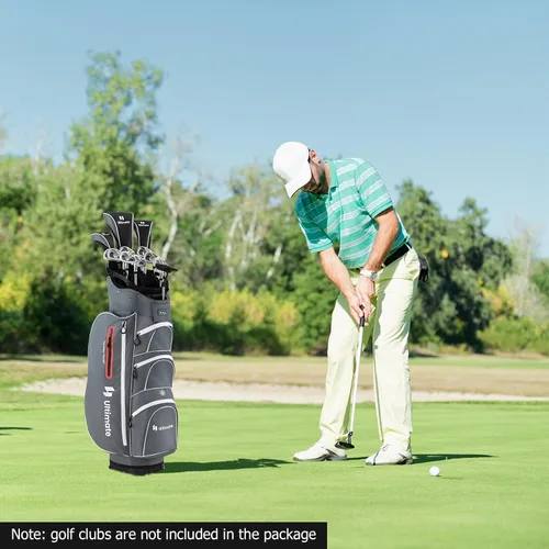 Miniatura 8 de Bolsa de carrito de golf Tangkula con divisores superiores de 15 vías, bolsa ligera para palos de golf con hueco individual para putter y 7 Gris