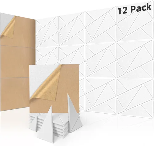 Miniatura 10 de Art3dwallpanels Paquete de 12 Paneles Acústicos de 12" X 12" Paneles de Pared Insonorizantes Autoadhesivos Amortiguadores de Sonido, Decoración