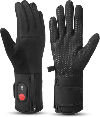Guantes térmicos mejorados para hombres y mujeres, guantes finos y recargables con calefacción, compatibles con pantalla táctil, carga rápida, larga