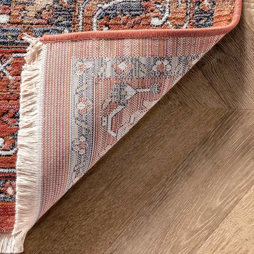 Miniatura 4 de Nuloom Oliveira de alto tráfico, resistente a las manchas, fácil de limpiar, duradera, 8 pies 10 pulgadas x 13 pies, medallón floral, suave y Óxido