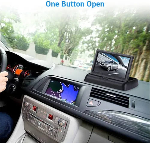 Miniatura 2 de 4.3 pulgadas pequeño mini digital abatible pantalla de monitor plegable para coche camión vehículo vista trasera kits de estacionamiento invertido