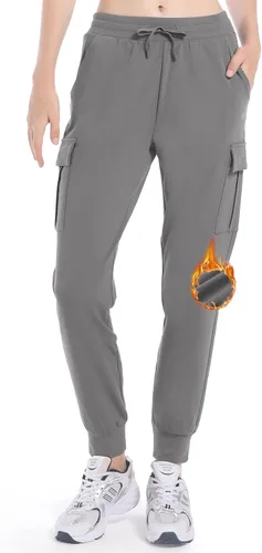 HARTPOR Pantalones deportivos con forro polar para mujer, pantalones cargo de senderismo, resistentes al agua, pantalones deportivos de invierno