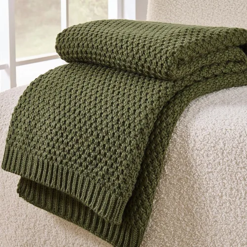 Miniatura 18 de Manta de punto beige para sofá, manta de punto de tablero de ajedrez beige para cama, manta de punto reversible suave y acogedora, 50 x 60 pulgadas