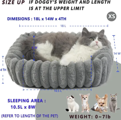 Miniatura 3 de Small Cat Beds for Indoor Cats Washable Furry Kitten Beds with Sides,Rectangle Orthopedic Soft Calming Comfy Sleeping Extra Small Pet Beds for Cats