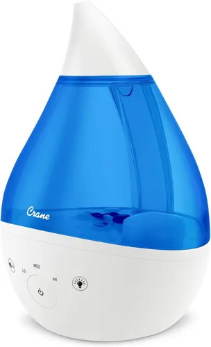 Crane Humidificador ultrasónico de niebla fría 4 en 1 Drop 2.0 con máquina de sonido, luz nocturna, bandeja de aroma, relleno superior de 1 galón,