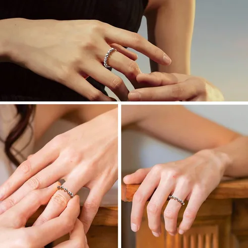 Miniatura 2 de PROSILVER 925 Sterling Silver Fidget Rings For Women Dainty Beads Spinner Ring For Anxiety Relief Size 4-12 Come Gift Box