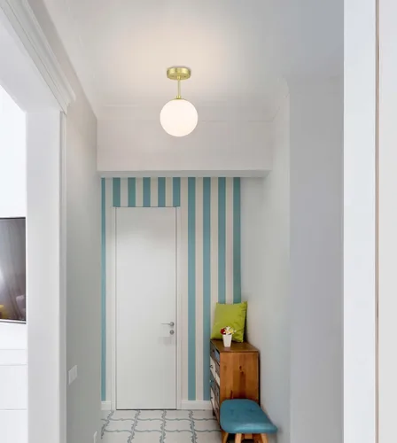 Miniatura 6 de XiNBEi Lighting Lámpara de techo semiempotrada de 1 luz, luz de techo semiempotrada, acabado de latón satinado para sala de estar y comedor