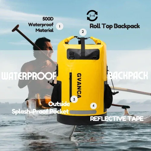 Miniatura 2 de Mochila impermeable con bolsa seca para kayak, mochila impermeable con tapa enrollable para kayak, bolsa seca flotante para actividades al aire