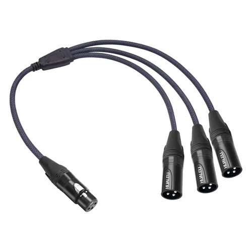 Miniatura 9 de Cable divisor en Y de 3 pines XLR hembra a 3 machos, cable divisor XLR de 3 vías, equilibrio de 1 hembra a 3 macho, cable de audio para micrófono