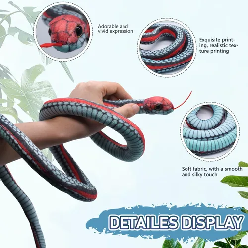 Miniatura 3 de Muñecas de serpiente de 3.6 pies de largo, animales de peluche suaves y realistas, bromas de peluche, juguetes para niños, regalos para niños