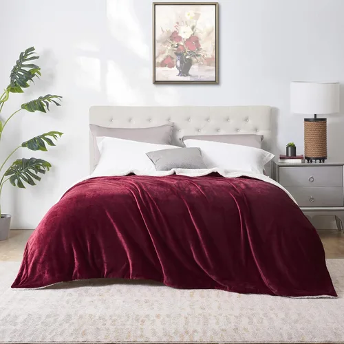 Miniatura 8 de Walensee Sherpa - Manta de forro polar de felpa, muy suave, reversible, manta de franela de microfibra para sofá, cama, sofá ultra lujoso, cálido