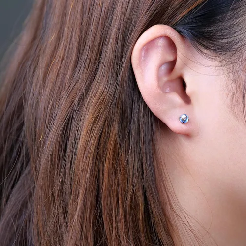 Miniatura 4 de Limerencia Aretes hipoalergénicos de titanio puro, ópalopiedra lunaojo de gatoturquesa azul, grado de implante, joyería delicada para orejas